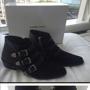 Anine Bing Emma buckles black boots 38